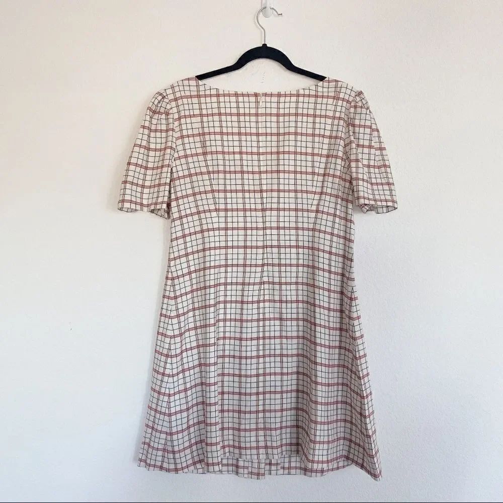 Nicholas Linen blend Button Front Check Mini Dress - Picture 9 of 12